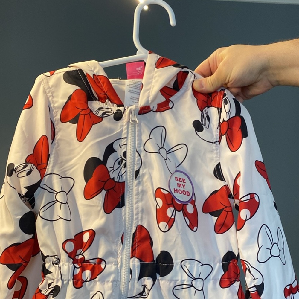 Disney Kids Minnie Mouse Rain Coat - White, Red and Black